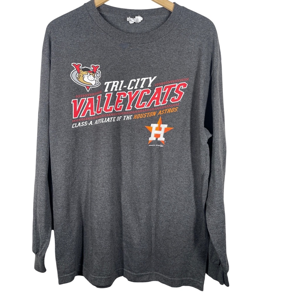 Tri-City ValleyCats Houston Astros Affiliate Long Sleeve Shirt Mens Gray L